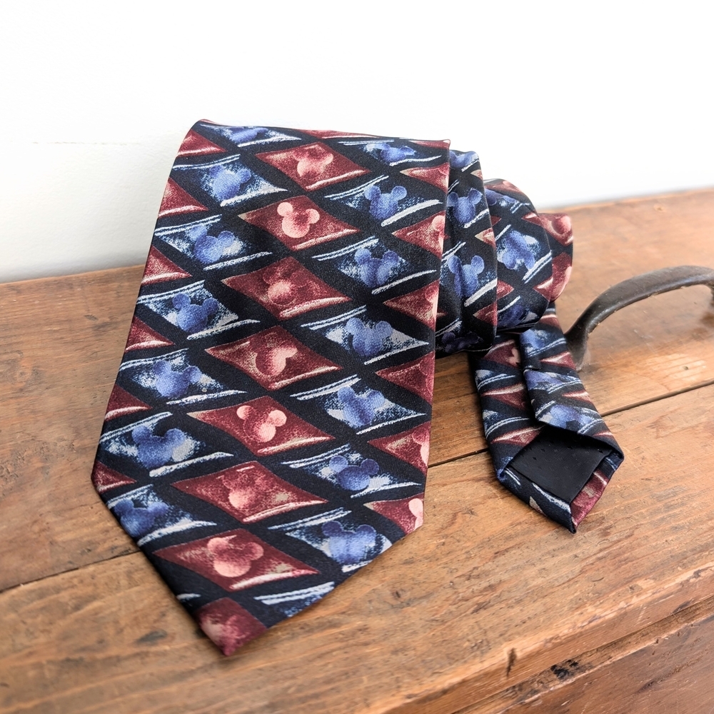 Vintage Mickey Unlimited Hand Sewn Tie ~ Discreet Geometric Mickey Mouse Pattern - Picture 3 of 6